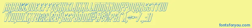 フォントHawkmoon3Dital – 青い文字が黄色の背景にあります。
