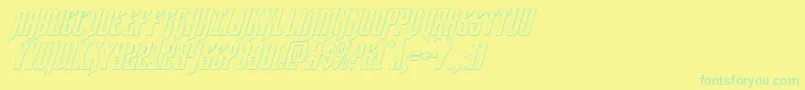 Fonte Hawkmoon3Dital – fontes verdes em um fundo amarelo