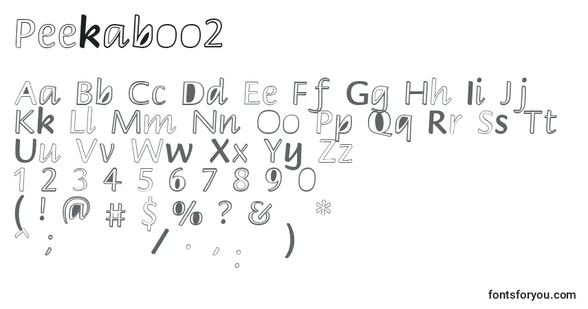 Czcionka Peekaboo2 – alfabet, cyfry, specjalne znaki