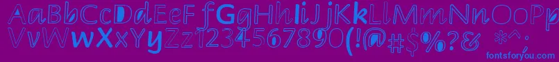 Peekaboo2 Font – Blue Fonts on Purple Background