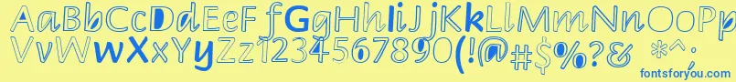Peekaboo2 Font – Blue Fonts on Yellow Background