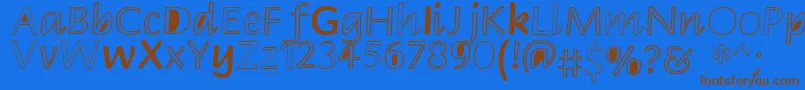 Peekaboo2 Font – Brown Fonts on Blue Background
