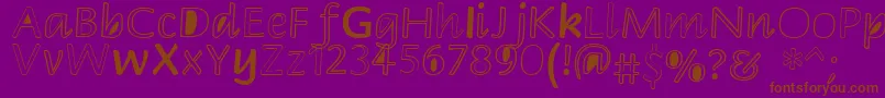 Peekaboo2 Font – Brown Fonts on Purple Background