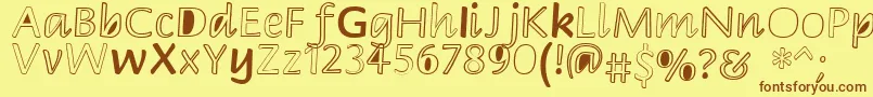 Peekaboo2 Font – Brown Fonts on Yellow Background