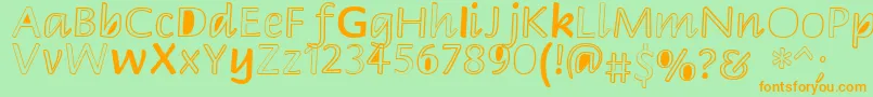 Peekaboo2 Font – Orange Fonts on Green Background
