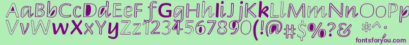 Peekaboo2 Font – Purple Fonts on Green Background
