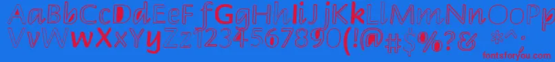 Peekaboo2 Font – Red Fonts on Blue Background
