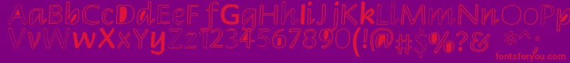 Peekaboo2 Font – Red Fonts on Purple Background