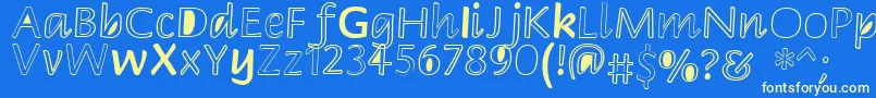 Peekaboo2 Font – Yellow Fonts on Blue Background