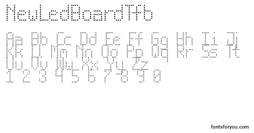 Schriftart NewLedBoardTfb – Alphabet, Zahlen, spezielle Symbole
