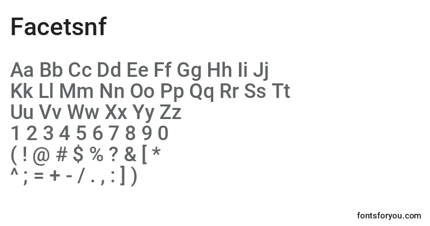 Facetsnf (88868)-fontti – aakkoset, numerot, erikoismerkit