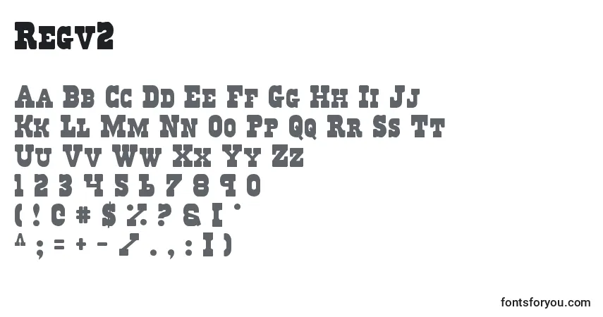 Fuente Regv2 - alfabeto, números, caracteres especiales