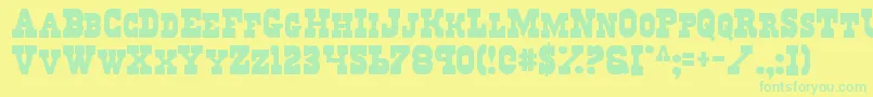Saiba mais sobre a fonte Regv2 Fonte Regv2 – fontes verdes em um fundo amarelo