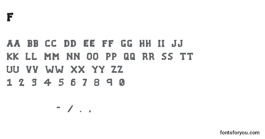Schriftart F – Alphabet, Zahlen, spezielle Symbole