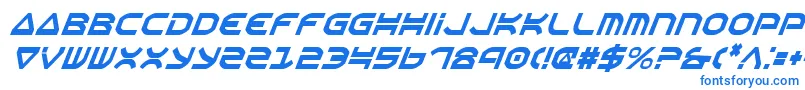 フォントOberonCondensedItalic – 白い背景に青い文字