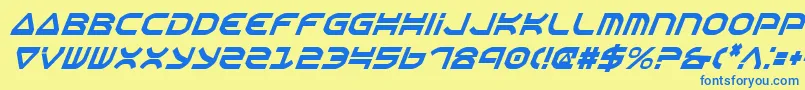 フォントOberonCondensedItalic – 青い文字が黄色の背景にあります。