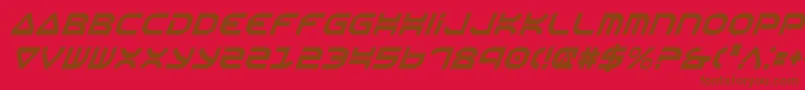 フォントOberonCondensedItalic – 赤い背景に茶色の文字
