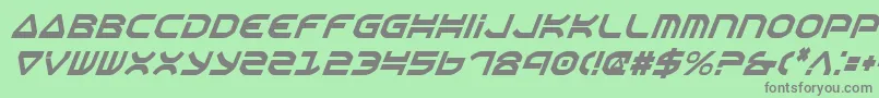 フォントOberonCondensedItalic – 緑の背景に灰色の文字