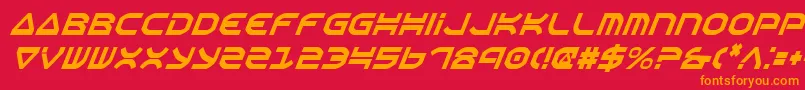 フォントOberonCondensedItalic – 赤い背景にオレンジの文字