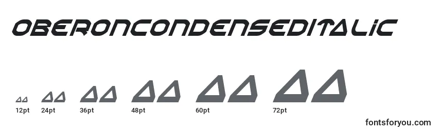 Размеры шрифта OberonCondensedItalic