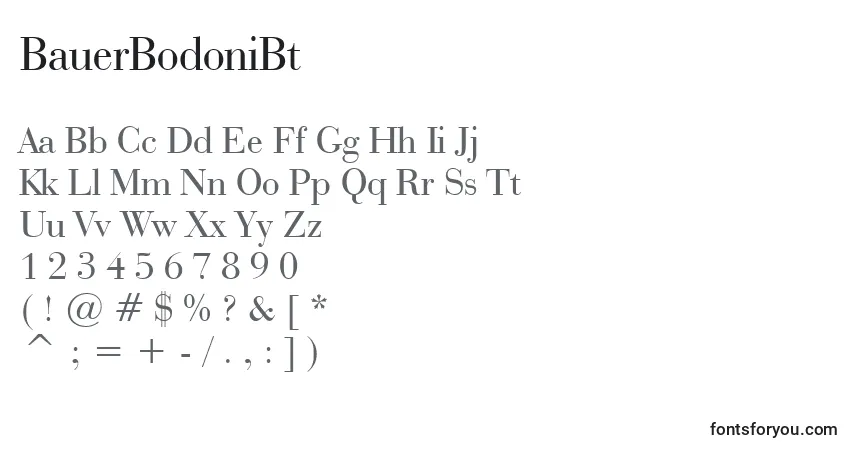 A fonte BauerBodoniBt – alfabeto, números, caracteres especiais