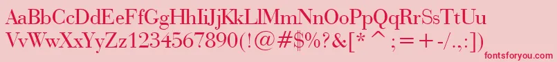 BauerBodoniBt-Schriftart – Rote Schriften auf rosa Hintergrund