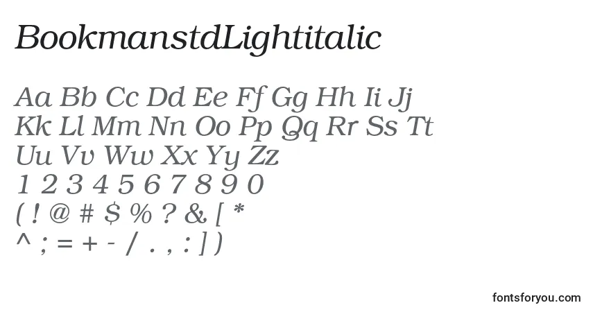 Schriftart BookmanstdLightitalic – Alphabet, Zahlen, spezielle Symbole