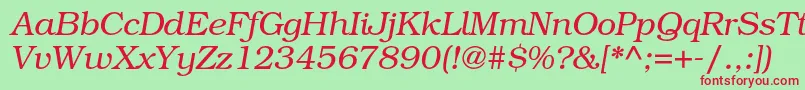 BookmanstdLightitalic Font – Red Fonts on Green Background