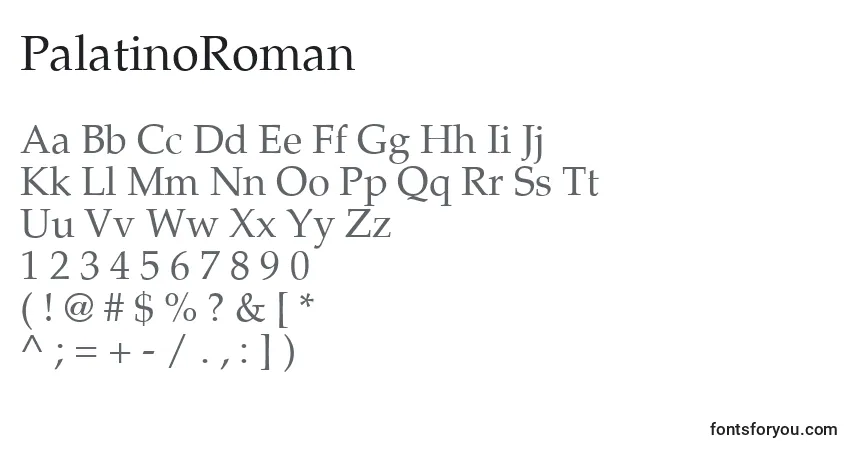 PalatinoRoman-fontti – aakkoset, numerot, erikoismerkit