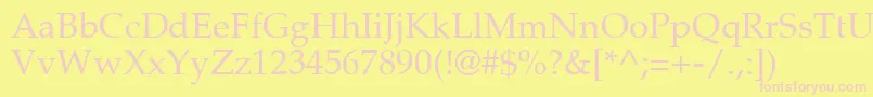 PalatinoRoman-fontti – vaaleanpunaiset fontit keltaisella taustalla