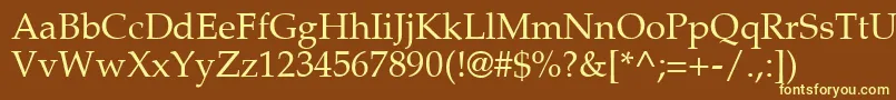 PalatinoRoman-fontti – keltaiset fontit ruskealla taustalla