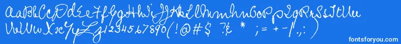 ProphecyScript-Schriftart – Weiße Schriften auf blauem Hintergrund