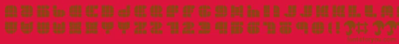 OpnDunpeelHeat-Schriftart – Braune Schriften auf rotem Hintergrund