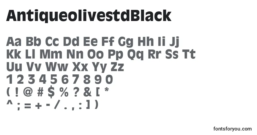 Fuente AntiqueolivestdBlack - alfabeto, números, caracteres especiales
