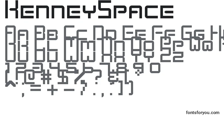 Schriftart KenneySpace – Alphabet, Zahlen, spezielle Symbole