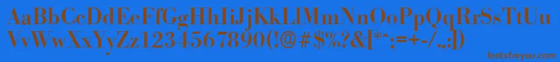 BodoniserialMediumRegular-Schriftart – Braune Schriften auf blauem Hintergrund