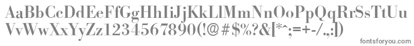 BodoniserialMediumRegular-fontti – harmaat kirjasimet valkoisella taustalla