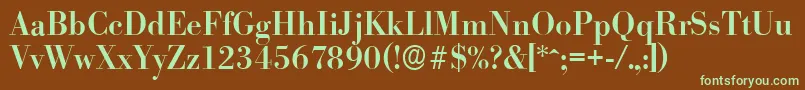 BodoniserialMediumRegular Font – Green Fonts on Brown Background