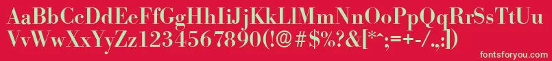 フォントBodoniserialMediumRegular – 赤い背景に緑の文字