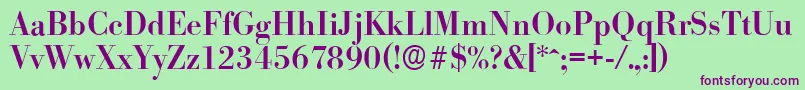 フォントBodoniserialMediumRegular – 緑の背景に紫のフォント