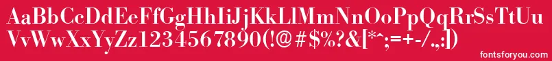 フォントBodoniserialMediumRegular – 赤い背景に白い文字