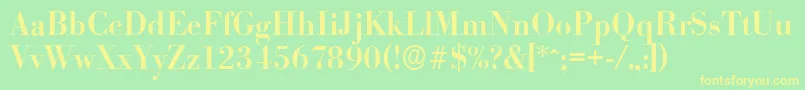 フォントBodoniserialMediumRegular – 黄色の文字が緑の背景にあります