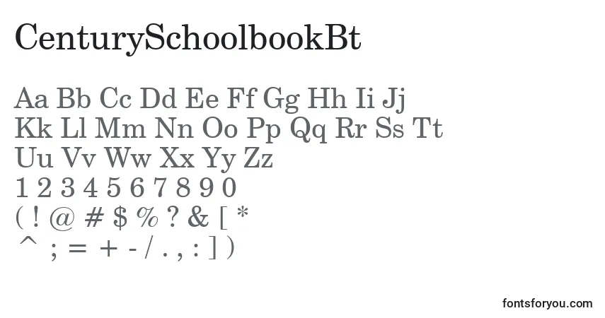 A fonte CenturySchoolbookBt – alfabeto, números, caracteres especiais
