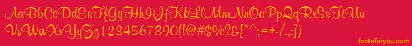 WeddingInvitation2 Font – Orange Fonts on Red Background
