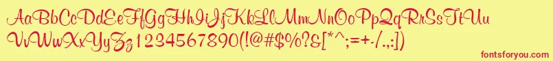WeddingInvitation2 Font – Red Fonts on Yellow Background