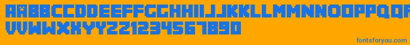 Minecrafter.Reg-Schriftart – Blaue Schriften auf orangefarbenem Hintergrund