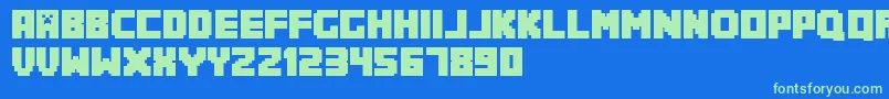 Minecrafter.Reg Font – Green Fonts on Blue Background