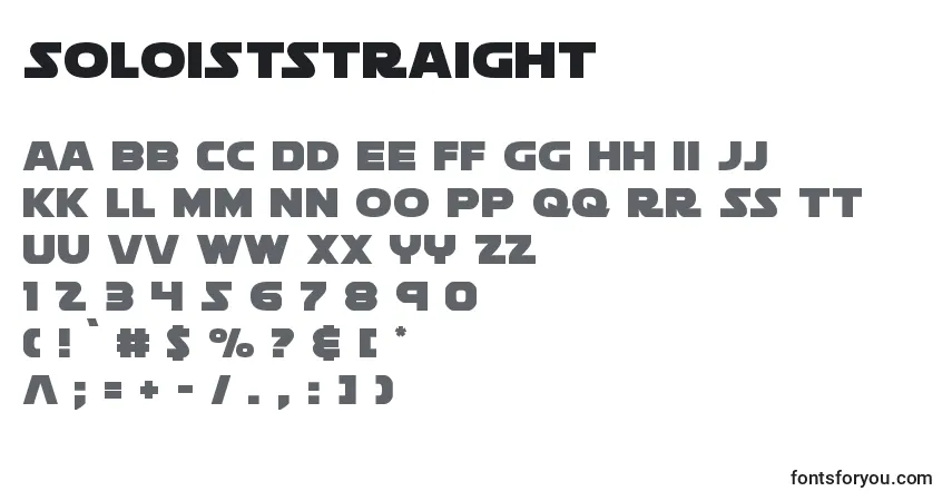 A fonte Soloiststraight – alfabeto, números, caracteres especiais