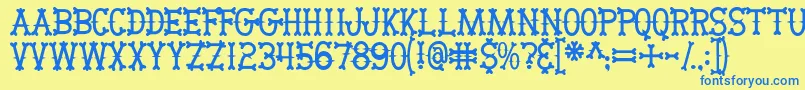 Bikerbones Font – Blue Fonts on Yellow Background
