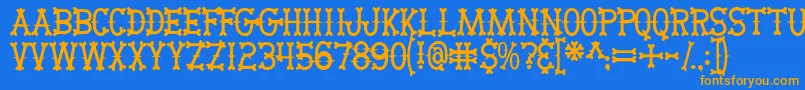 Bikerbones Font – Orange Fonts on Blue Background